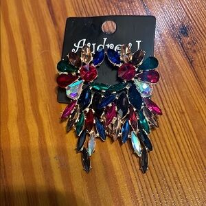 audrey Red and Blue Chandelier Earrings